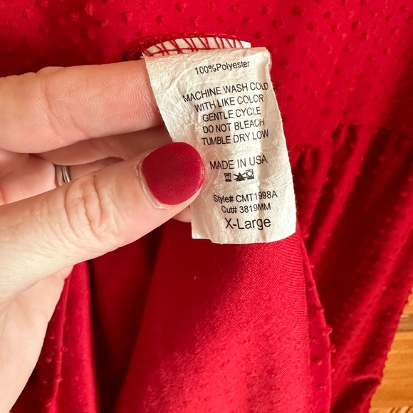 Pinkblush Red Swiss Dot Tiered Maternity Top - Picture 4 of 9